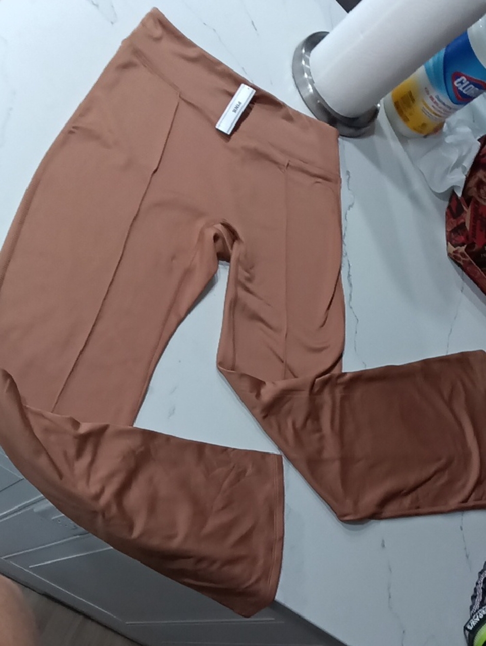 PINK Victoria's Secret Large Taupe Mid rise Winter Performance Flare Leggings